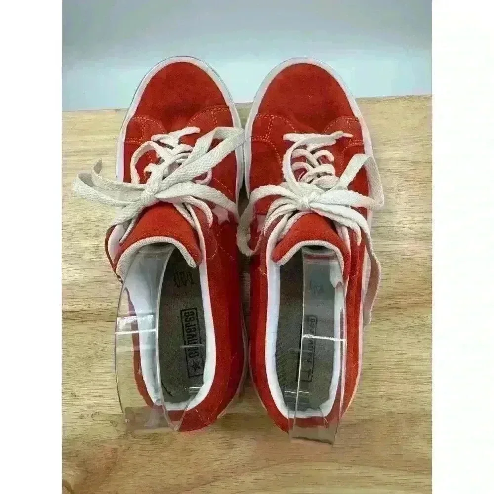 Converse All Star One Star Red & White Suede Low Top Lace-Up Sneakers  Juniors 6